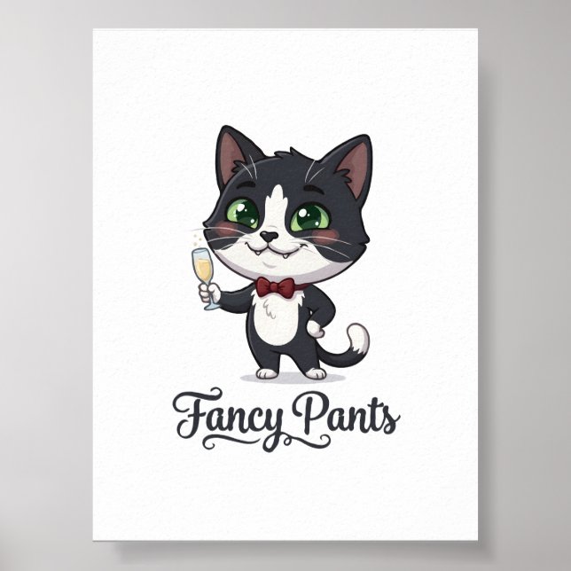 Affiche Chat Tuxedo Fancy Pants Porte un Toast (Devant)