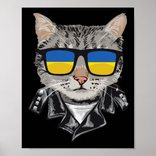 Affiche Chat Ukraine Drapeau Lunettes de soleil - Chat Ukr
