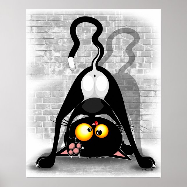 Affiche Chat Upside Down Funny Cartoon Caractère (Devant)