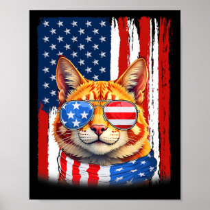 Affiche Chat Usa Drapeau Américain Chat Patriotique 4 Juil