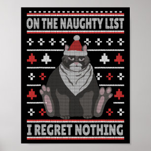Affiche Chat vilain Noël Sweat-shirt laid Je ne regrette r