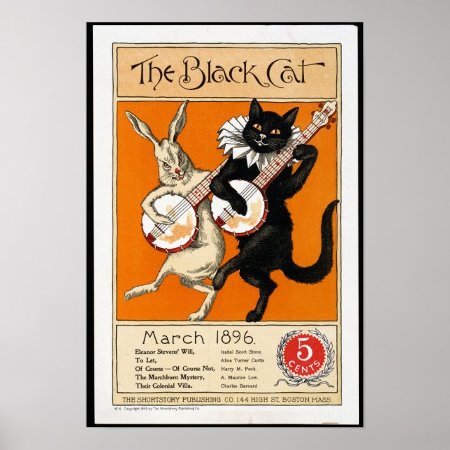 Affiche Chat vintage et lapin (Devant)