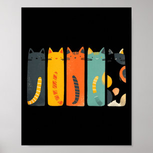 Affiche Chat Vintage Moderne du Milieu du Siècle Chats Ins