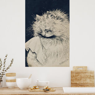 Affiche Chat vintage par Louis William Wain