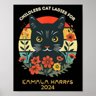 Affiche Chat vintage sans enfant Dames Chat Lettres Chat L