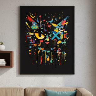 Affiche Chat visage décoratif éclaboussure de peinture dyn