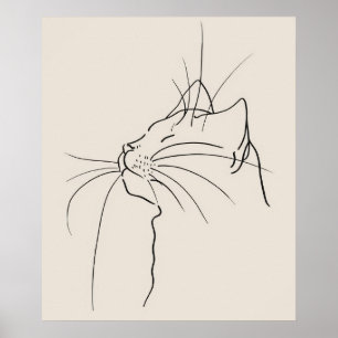 Affiche Chat visage minimaliste ligne moderne art