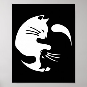 Affiche Chat Yin Yang Peace Love Interconnectées Idée cade