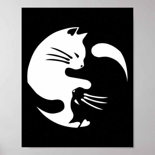 Affiche Chat Yin Yang Peace Love Interconnectées Idée cade (Devant)