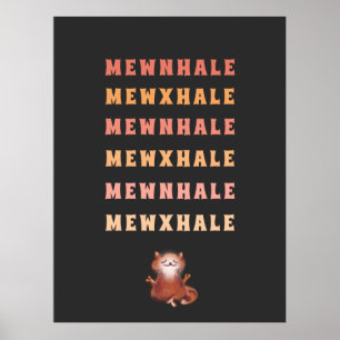 Affiche Chat Yoga Méditation Stress Relief Inhale Exhale