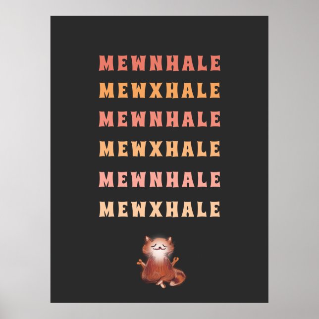 Affiche Chat Yoga Méditation Stress Relief Inhale Exhale (Devant)