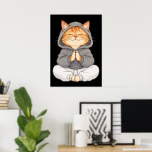 Chat Zen en capuche – Joli chat de dessin animé en