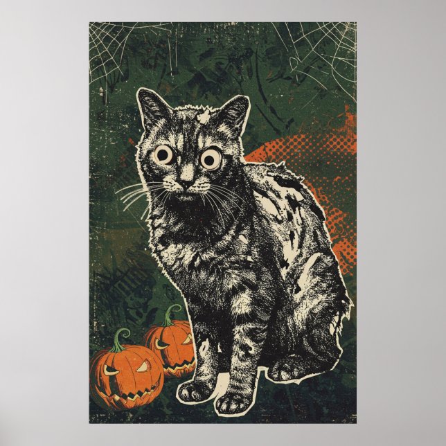 Affiche Chat zombie macabre (Devant)