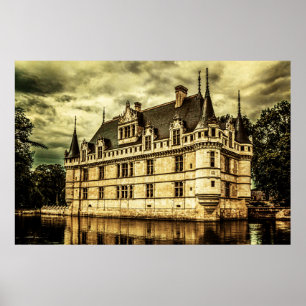 Affiche Château Azay le Rideau, France.