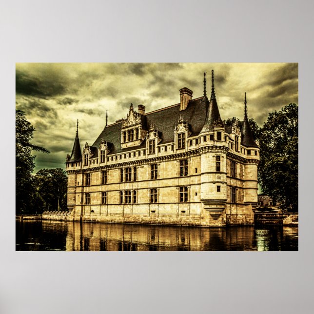 Affiche Château Azay le Rideau, France. (Devant)