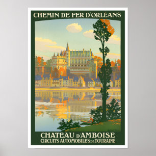 Affiche Château d'Amboise Voyage vintage France