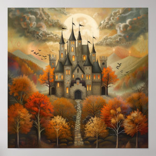 Affiche Château d'automne enchanté à Night AI Art