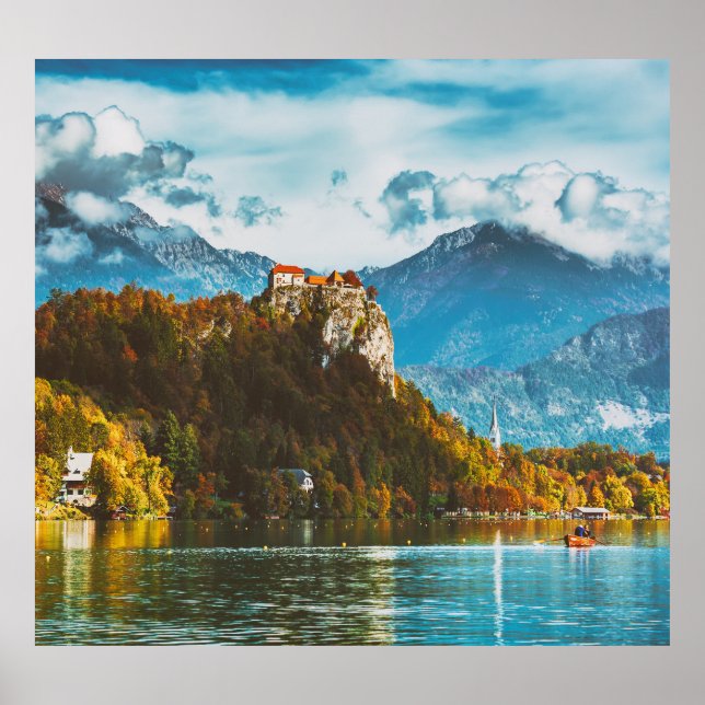 Affiche Château de Bled : Surplombant la falaise slovène. (Devant)