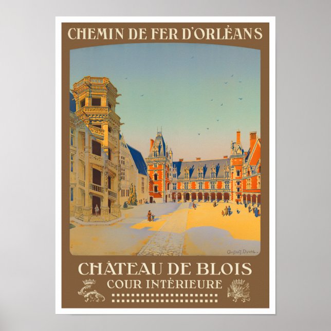 Affiche Château de Blois France voyage vintage (Devant)