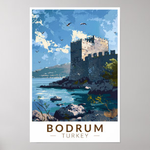Affiche Château de Bodrum Voyage en Turquie Art Vintage