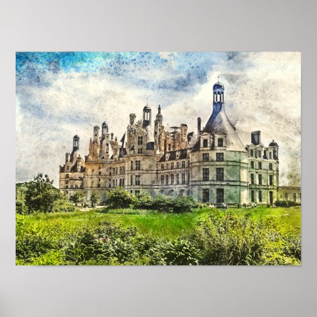 Affiche Château de Chambord, France. (Devant)
