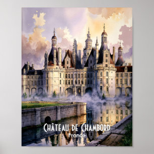 Affiche Château de Chambord Loire France Aquarelle Château