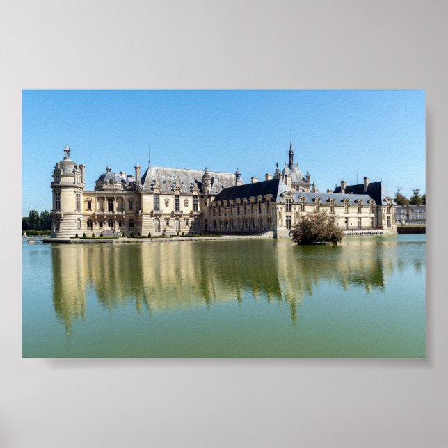 Affiche Château de Chantilly avec reflet dans le lac (Devant)