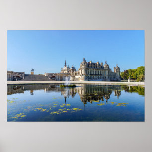 Affiche Château de Chantilly avec reflet dans un étang