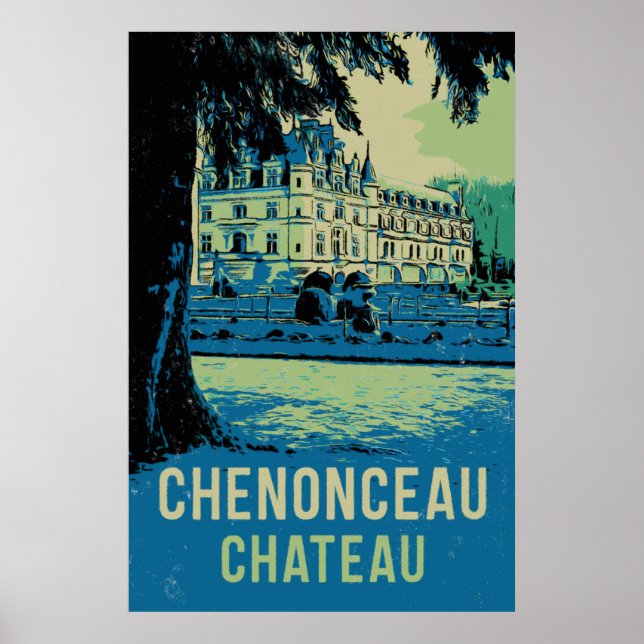 Affiche Château de Chenonceau illustration originale Franc (Devant)
