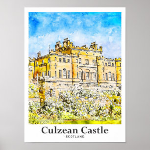 Affiche Château de Culzean Ecosse Voyage Aquarelle