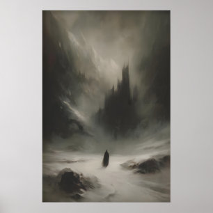 Affiche Château de fantaisie enneigé d'hiver Art imprimabl