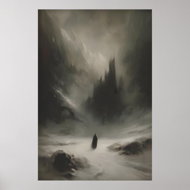 Affiche Château de fantaisie enneigé d'hiver Art imprimabl (Devant)