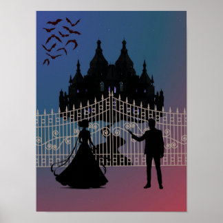 Affiche Château de Fantaisie Romantique de Minuit et Robe