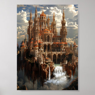 Affiche Château de fantasy gothique dans le paysage de rêv