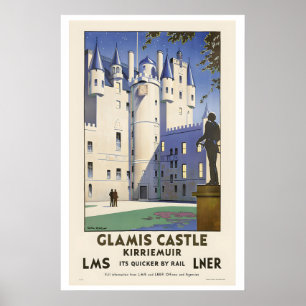 Affiche Château de Glamis Kirriemuir Écosse Voyage Vintage
