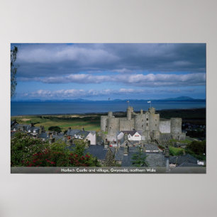 Affiche Château de Harlech et village, Gwynedd, Wale du