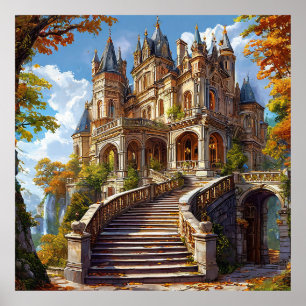 Affiche Château de paysage d'automne pour maison de fantai