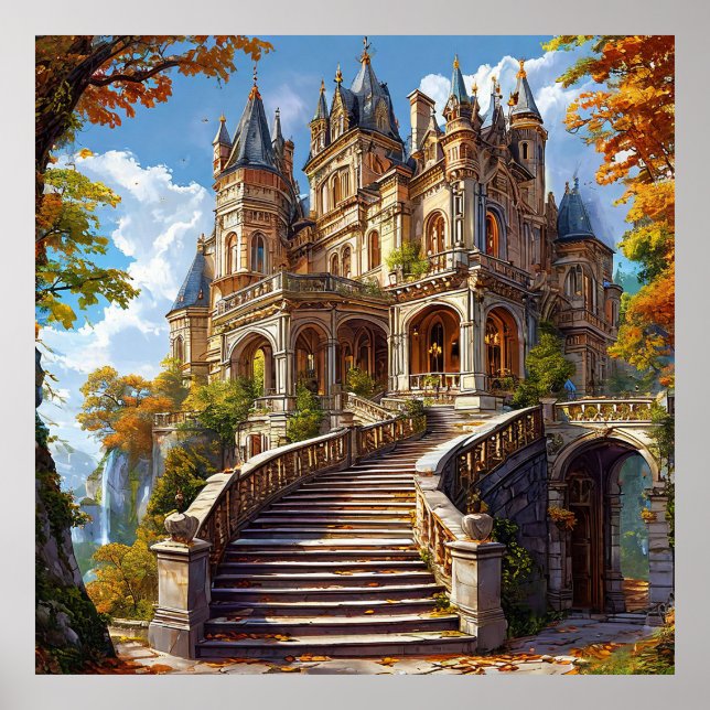 Affiche Château de paysage d'automne pour maison de fantai (Devant)