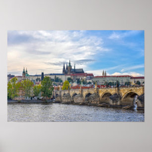 Affiche Château de Prague surplombant le pont Charles