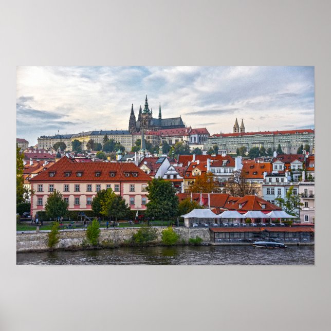 Affiche Château de Prague surplombant Prague, République t (Devant)