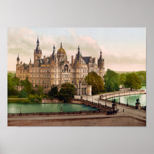 Affiche Château de Schwerin Allemagne - Vers 1900 Photoch