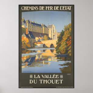 Affiche Château de Thouars Vallée du Thouet France Vintage