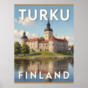 Affiche Château de Turku Finlande Scène de voyage sur la r