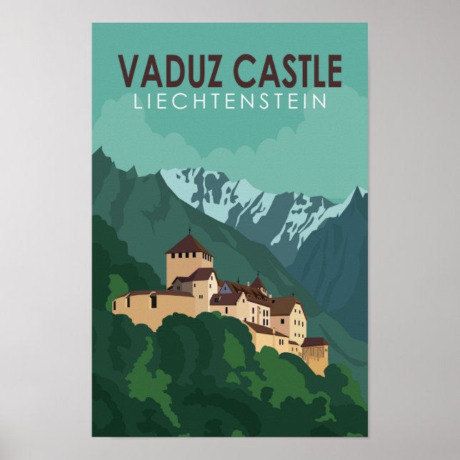 Affiche Château de Vaduz Liechtenstein Voyage Art Vintage (Devant)