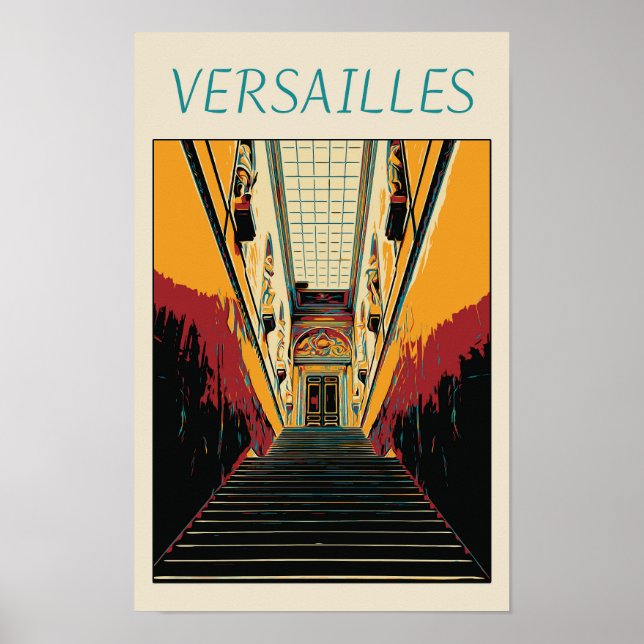 Affiche Château de Versailles illustration France Carte po (Devant)