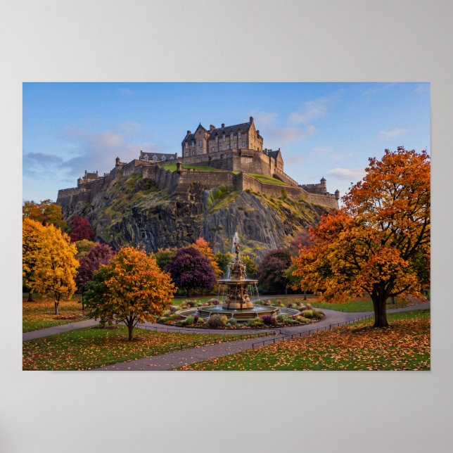 Affiche Château d'Édimbourg en or d'automne (Devant)