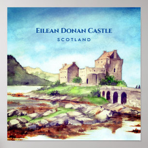 Affiche Château d'Eilean Donan Écosse Peinture à l'aquarel