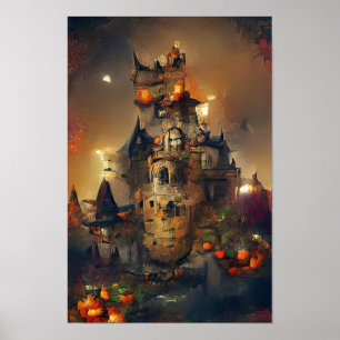 Affiche Château d'Halloween, Art Japonais Manga