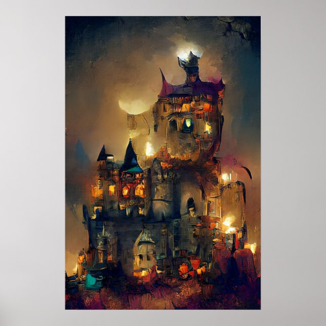Affiche Château d'Halloween, Château de Ghost, Poste d'Art (Devant)