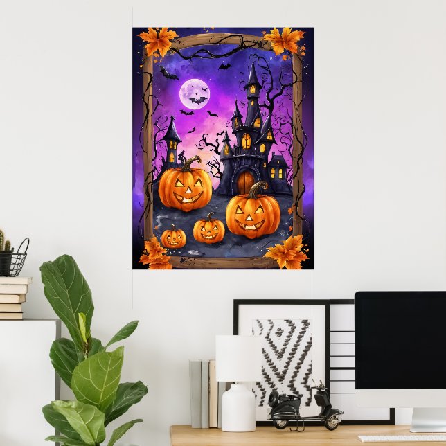 Affiche Château d'Halloween enchanté (Bureau à domicile)